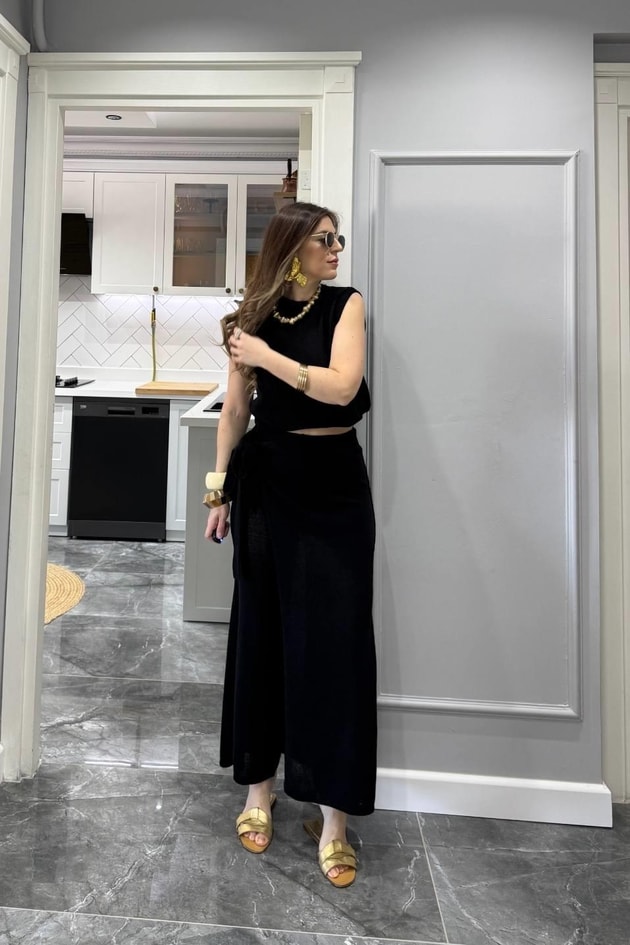 Triko Yazlık İkili Takım Siyah