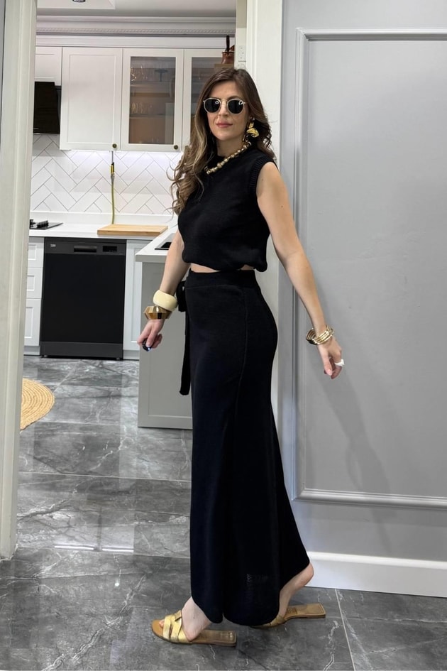 Triko Yazlık İkili Takım Siyah