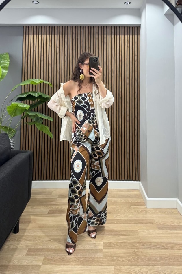 Vivelle Geometrik Desen İkili Takım Multi Color