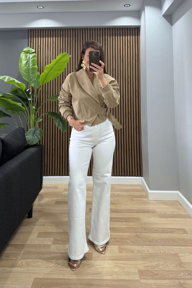 Alessa Şal Yaka Tokalı Ceket Camel