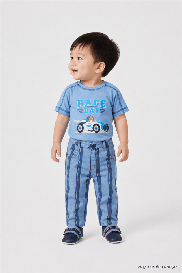 B&G Erkek Bebek Denim Çizgili PantolonB&G Erkek Bebek Denim Çizgili Pantolon