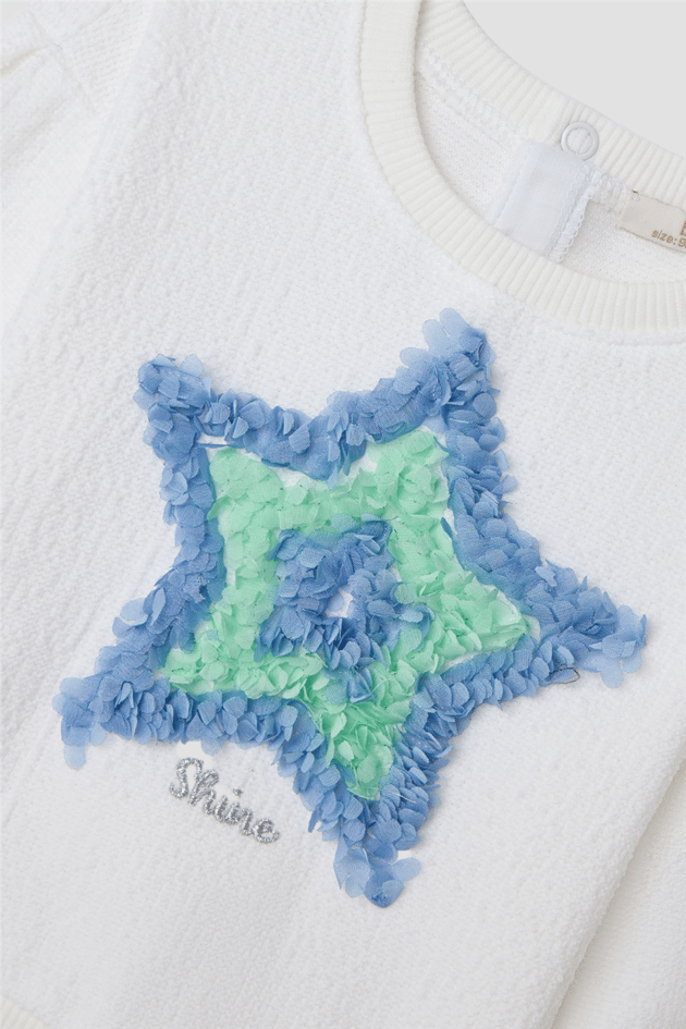 B&G Kız Bebek Aplikeli Bisiklet Yaka SweatshirtB&G Kız Bebek Aplikeli Bisiklet Yaka Sweatshirt