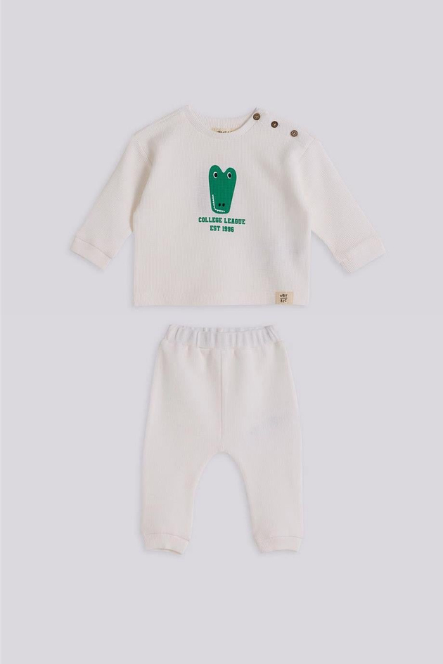  Baby Boy Ecru Tracksuit Set Baby Boy Ecru Tracksuit Set