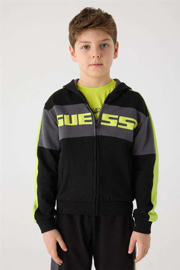 Guess Boy Black Tracksuit TopGuess Boy Black Tracksuit Top