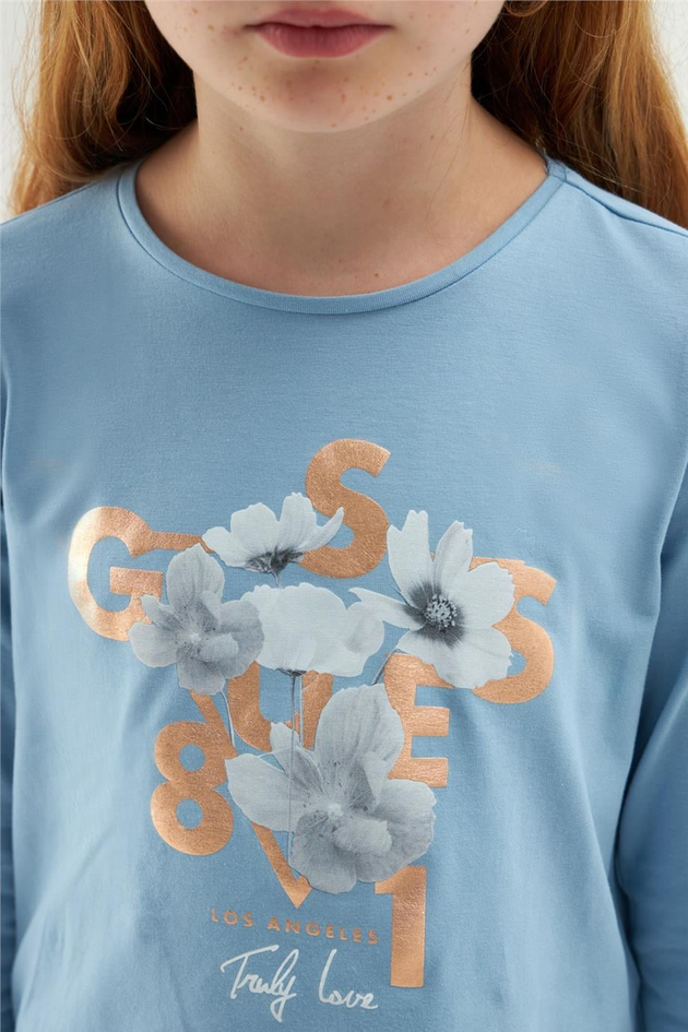 Guess Kız Çocuk Mavi Tshirt
