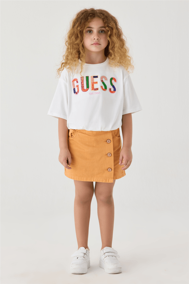 Guess Girl Orange Shorts Skirt Guess Girl Orange Shorts Skirt 