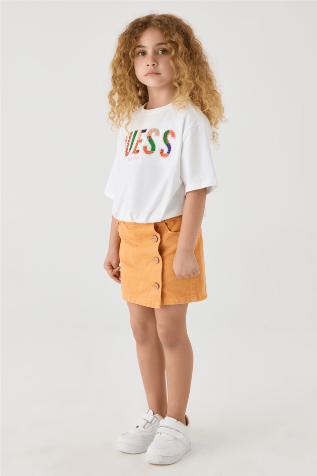 Guess Girl Orange Shorts Skirt Guess Girl Orange Shorts Skirt 