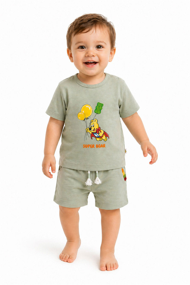 Haribo Boy Khaki Tshirt Shorts SuitHaribo Boy Khaki Tshirt Shorts Suit