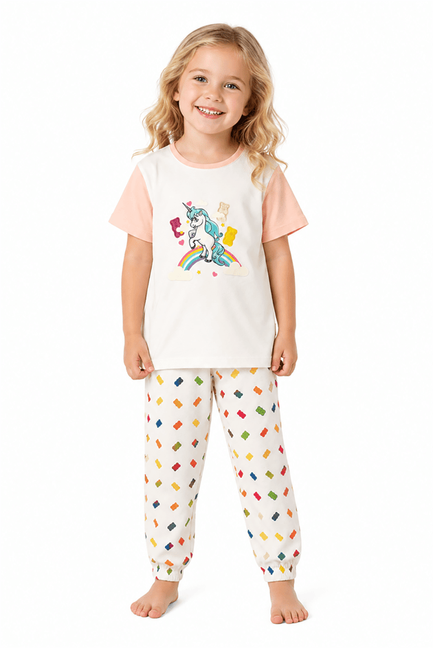 Haribo Kız Çocuk Pudra Pijama TakımHaribo Kız Çocuk Pudra Pijama Takım