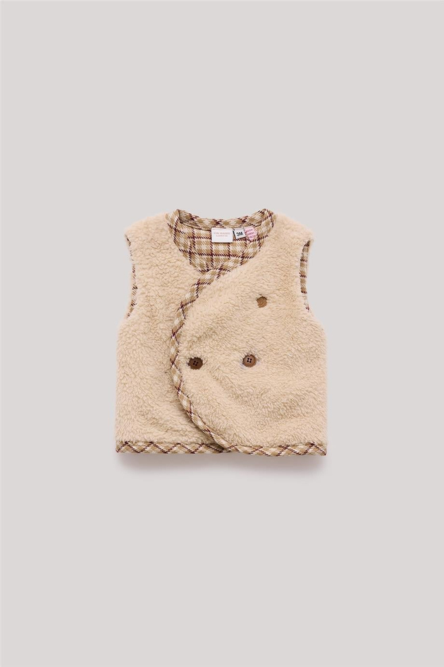 Layette Erkek Bebek Bej Yelek