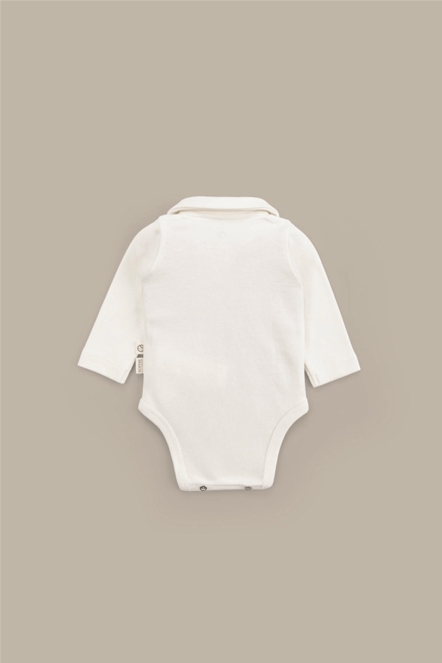 Little Gusto  Organik Pamuk Bebe Yakalı Ekru BodyLittle Gusto  Organik Pamuk Bebe Yakalı Ekru Body