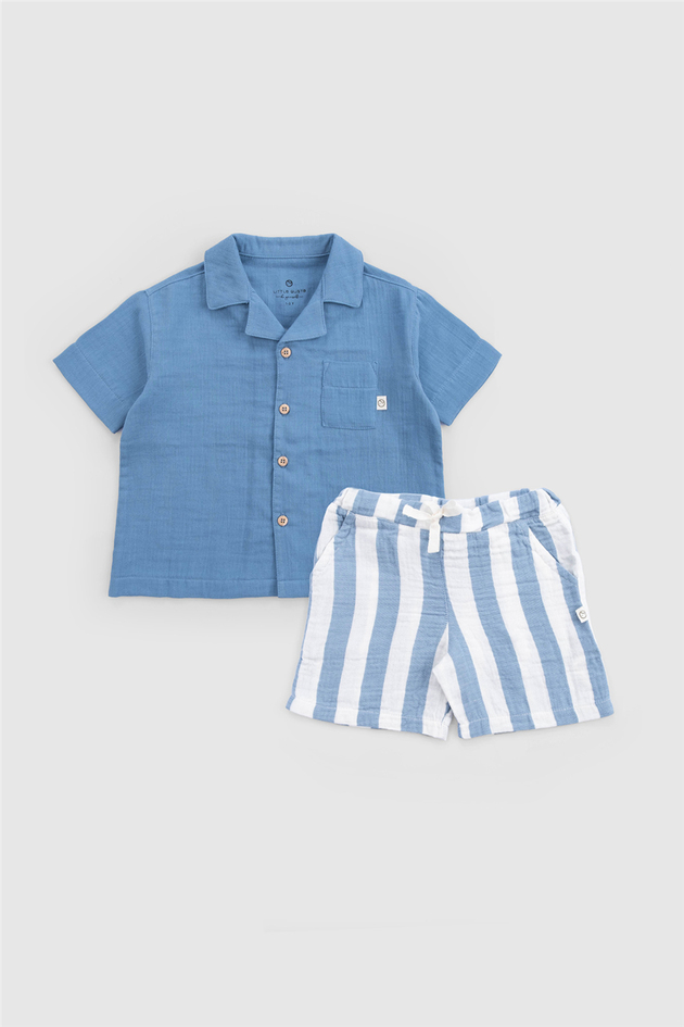 Little Gusto Unisex Blue Shorts SuitLittle Gusto Unisex Blue Shorts Suit