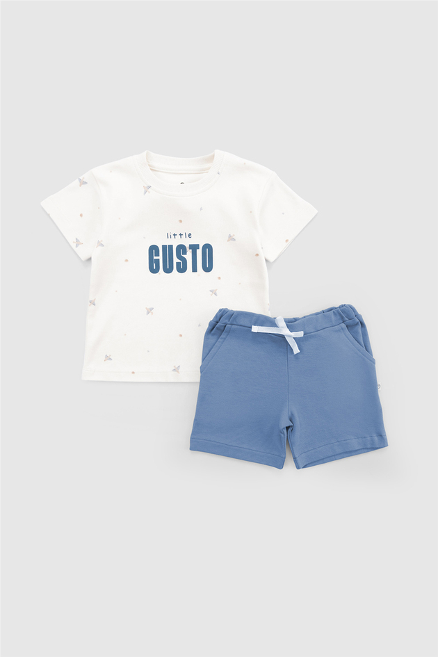 Little Gusto Unisex Blue Shorts SuitLittle Gusto Unisex Blue Shorts Suit