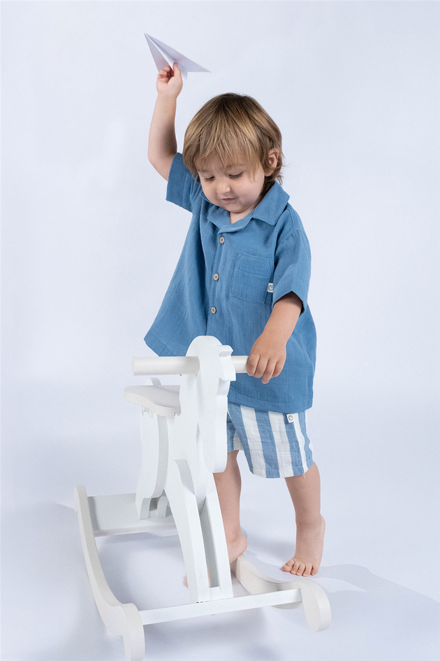 Little Gusto Unisex Blue Shorts SuitLittle Gusto Unisex Blue Shorts Suit