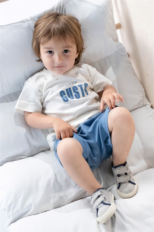 Little Gusto Unisex Blue Shorts SuitLittle Gusto Unisex Blue Shorts Suit