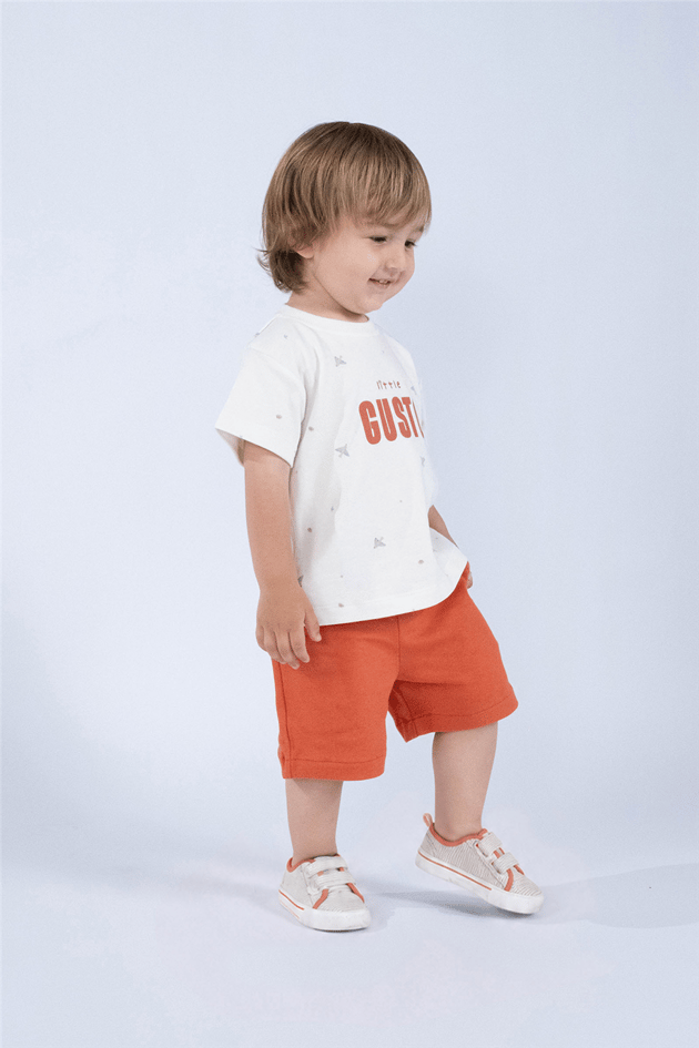 Little Gusto Unisex Orange Shorts SuitLittle Gusto Unisex Orange Shorts Suit