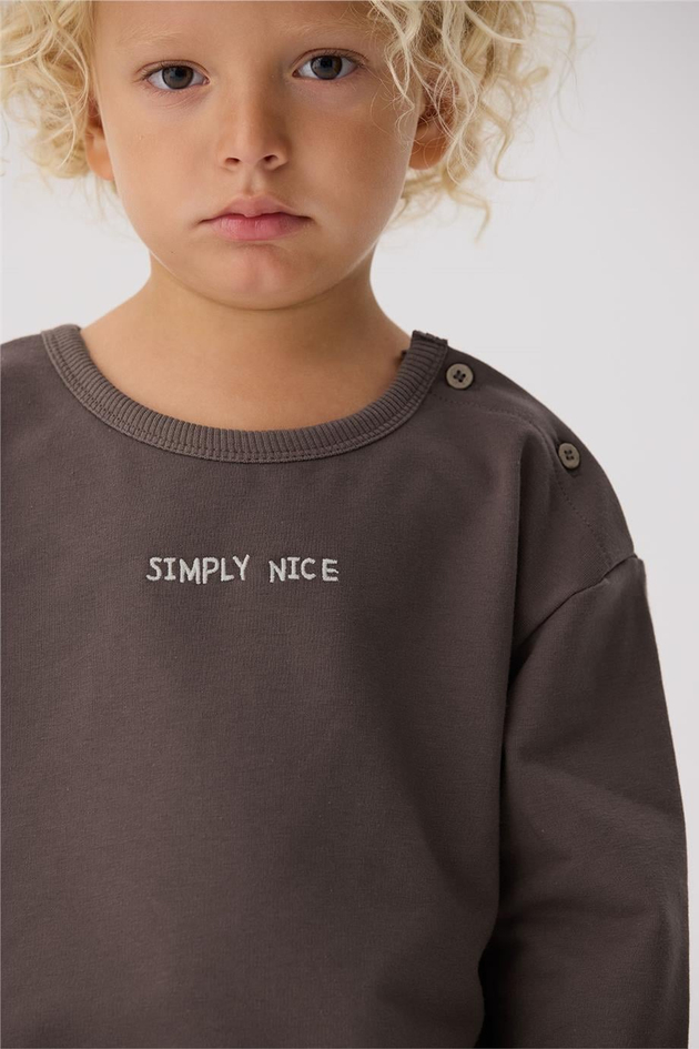Nebbati Basic Erkek Bebek Kahverengi Sweatshirt