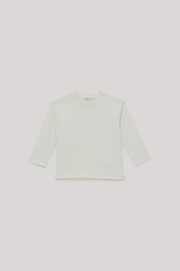 Nebbati Basic Erkek Çocuk Ekru T-Shirt