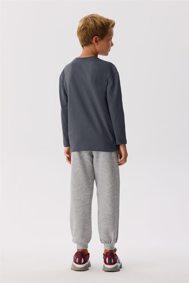 Nebbati Basic Erkek Çocuk Gri T-Shirt