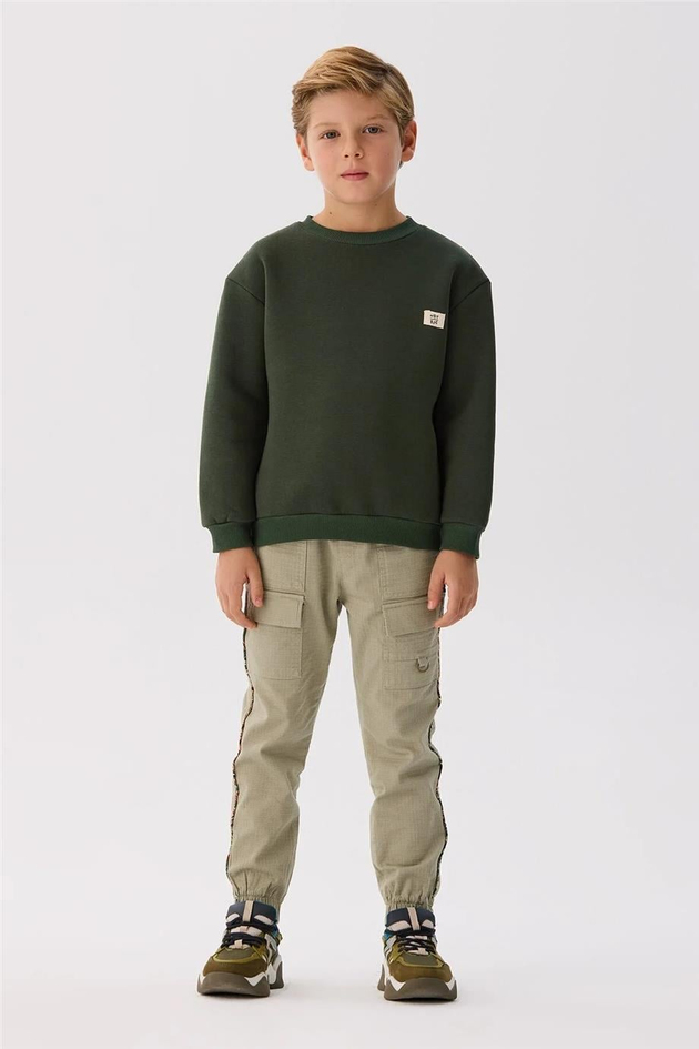 Nebbati Basic Erkek Çocuk Haki Sweatshirt
