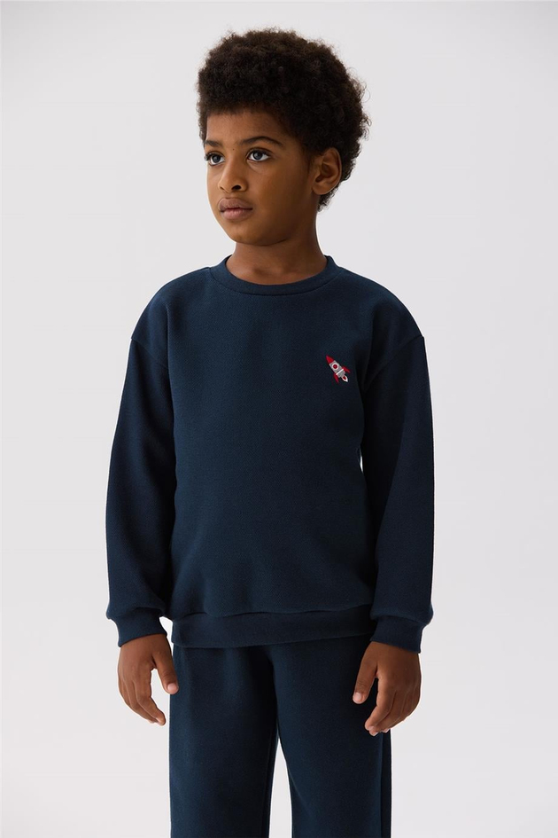 Nebbati Basic Erkek Çocuk Lacivert Sweatshirt