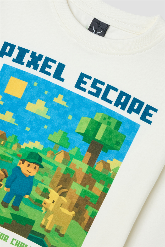 Nebbati Erkek Çocuk Baskılı Bisiklet Yaka TişörtNebbati Erkek Çocuk Baskılı Bisiklet Yaka Tişört