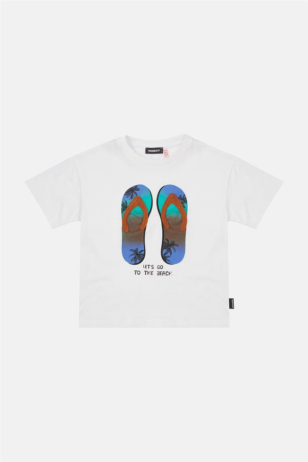 Nebbati Erkek Çocuk Beyaz Tshirt