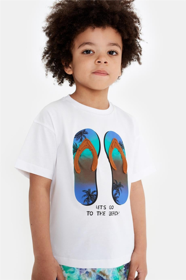 Nebbati Erkek Çocuk Beyaz Tshirt