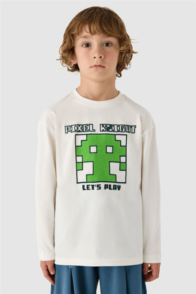 Nebbati Boys Flock Printed Crew Neck T-ShirtNebbati Boys Flock Printed Crew Neck T-Shirt