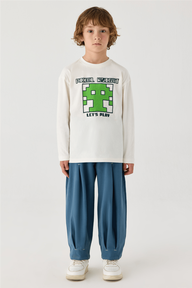 Nebbati Boys Flock Printed Crew Neck T-ShirtNebbati Boys Flock Printed Crew Neck T-Shirt