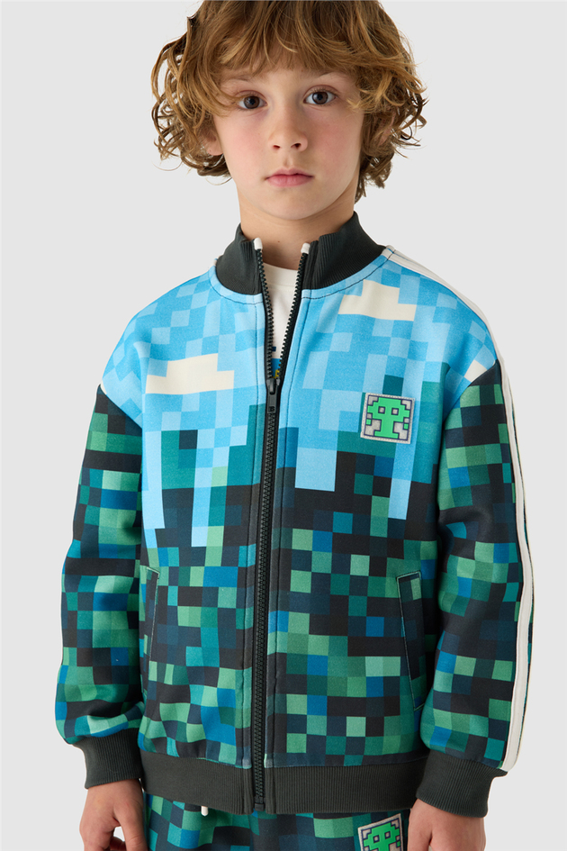 Nebbati Boys All-Over Printed Mock Neck Patterned Track JacketNebbati Boys All-Over Printed Mock Neck Patterned Track Jacket