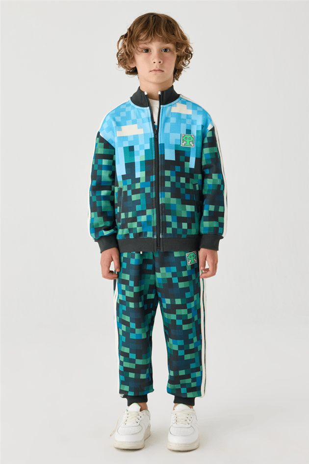 Nebbati Boys All-Over Printed Mock Neck Patterned Track JacketNebbati Boys All-Over Printed Mock Neck Patterned Track Jacket