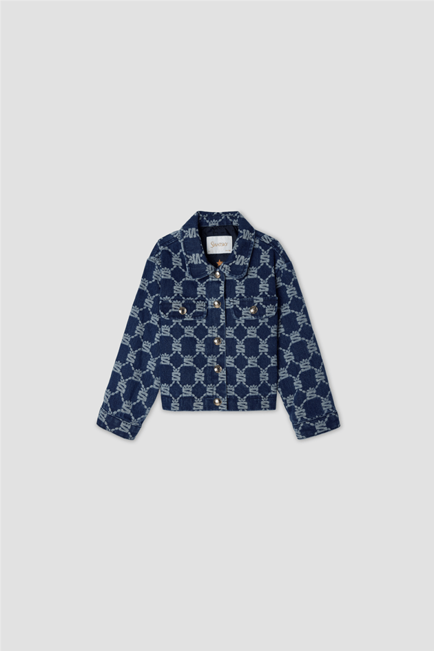 Swatsky Girls Printed Shirt Collar Denim JacketSwatsky Girls Printed Shirt Collar Denim Jacket