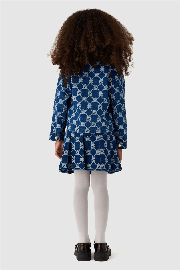 Swatsky Girls Printed Shirt Collar Denim JacketSwatsky Girls Printed Shirt Collar Denim Jacket