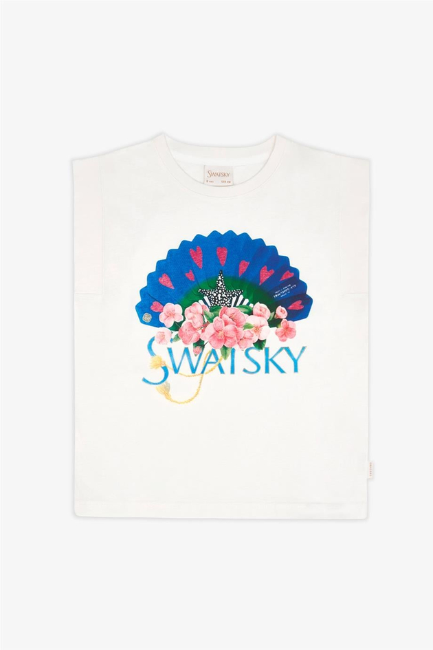 Swatsky Kız Çocuk Ekru Tshirt