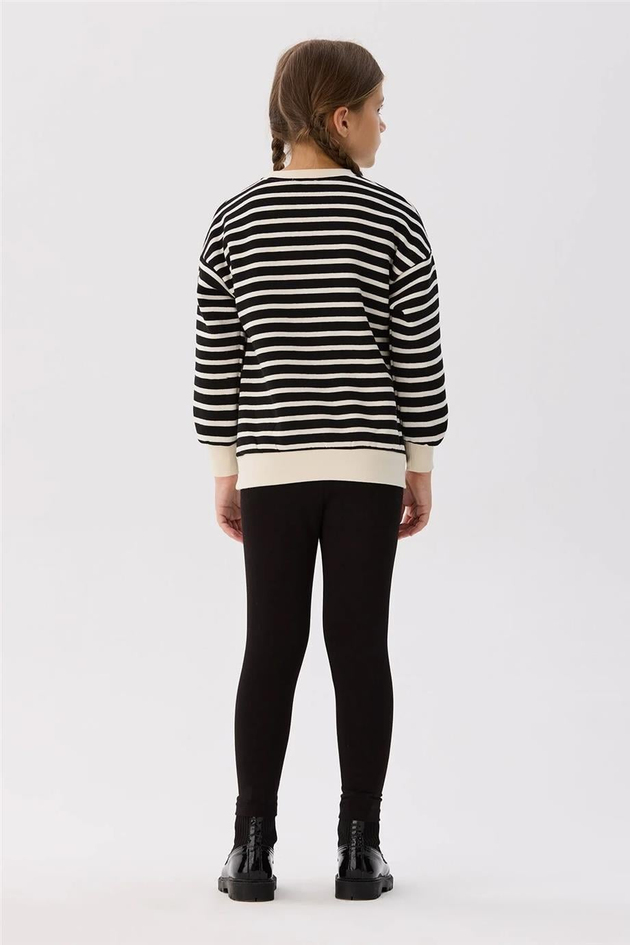 Tyess Basic Kız Çocuk Çizgili Sweatshirt