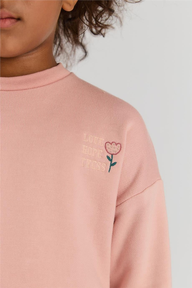 Tyess Basic Kız Çocuk Gül Kurusu SweatshirtTyess Basic Kız Çocuk Gül Kurusu Sweatshirt