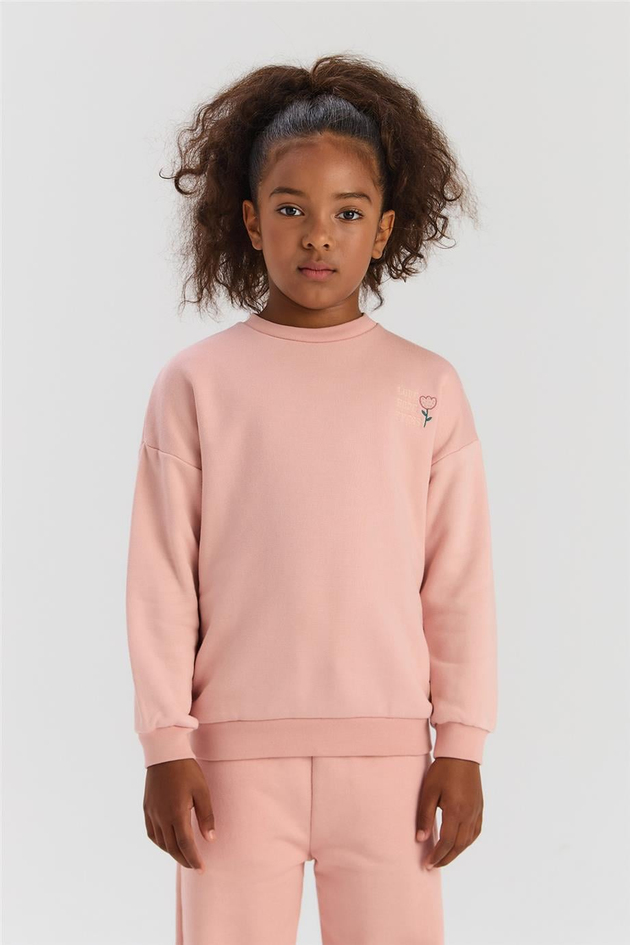 Tyess Basic Kız Çocuk Gül Kurusu SweatshirtTyess Basic Kız Çocuk Gül Kurusu Sweatshirt