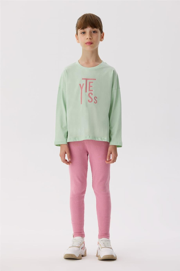 Tyess Basic Kız Çocuk Yeşil T-Shirt