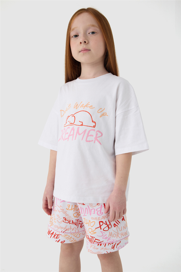 Tyess Kız Çocuk Beyaz Pijama TakımıTyess Kız Çocuk Beyaz Pijama Takımı