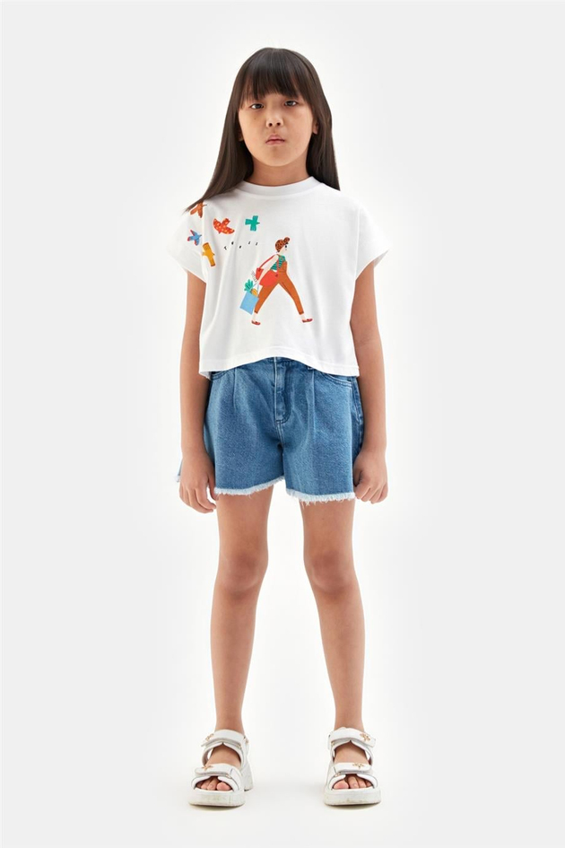 Tyess Kız Çocuk Beyaz Tshirt
