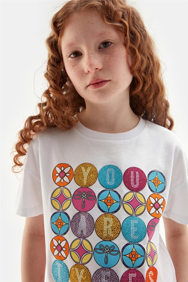 Tyess Kız Çocuk Beyaz Tshirt
