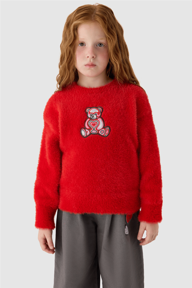 Tyess Girls Crew Neck Red SweaterTyess Girls Crew Neck Red Sweater