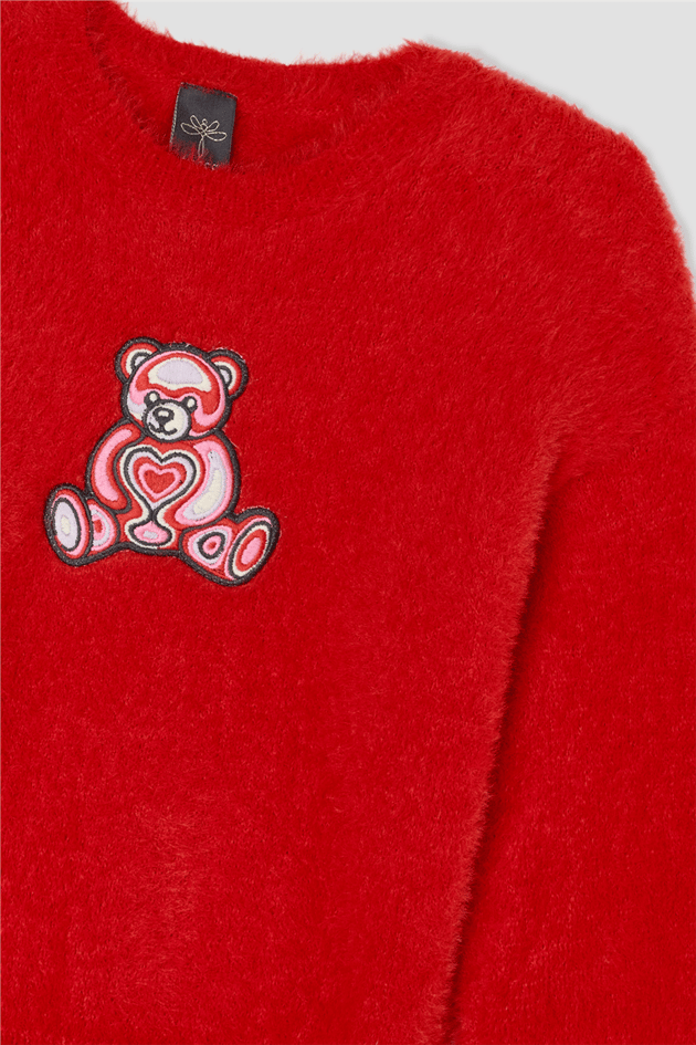 Tyess Girls Crew Neck Red SweaterTyess Girls Crew Neck Red Sweater