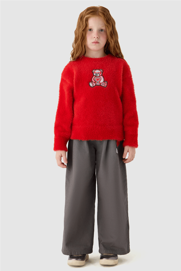 Tyess Girls Crew Neck Red SweaterTyess Girls Crew Neck Red Sweater