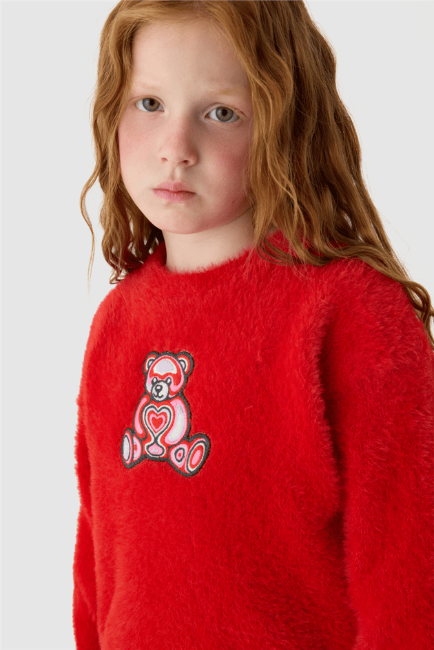 Tyess Girls Crew Neck Red SweaterTyess Girls Crew Neck Red Sweater