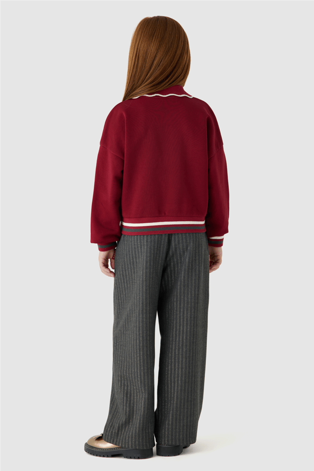 Tyess Kız Çocuk Gömlek Yaka Oversize SweatshirtTyess Kız Çocuk Gömlek Yaka Oversize Sweatshirt