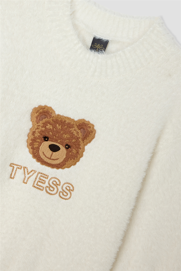Tyess Girls Jacquard Patterned Mock Neck SweaterTyess Girls Jacquard Patterned Mock Neck Sweater