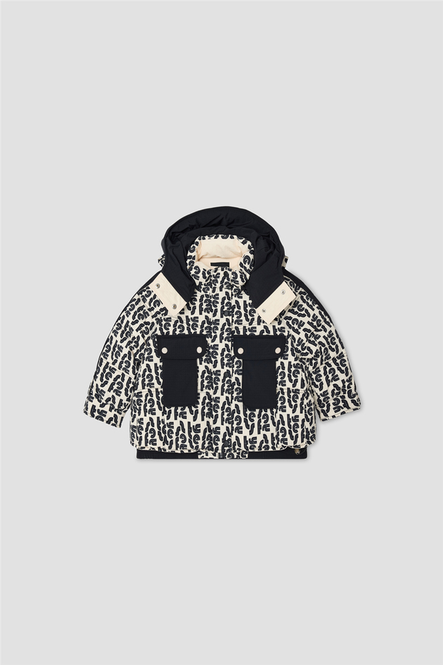 Tyess Kız Çocuk Kapüşonlu Oversize Desenli MontTyess Kız Çocuk Kapüşonlu Oversize Desenli Mont