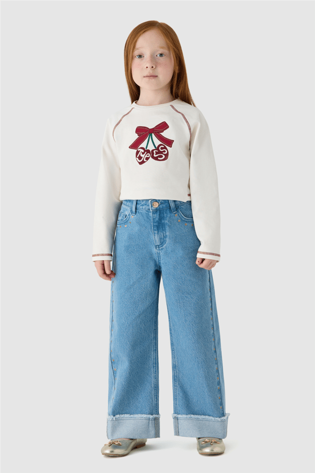 Tyess Kız Çocuk Taş Baskılı Baskılı Denim PantolonTyess Kız Çocuk Taş Baskılı Baskılı Denim Pantolon